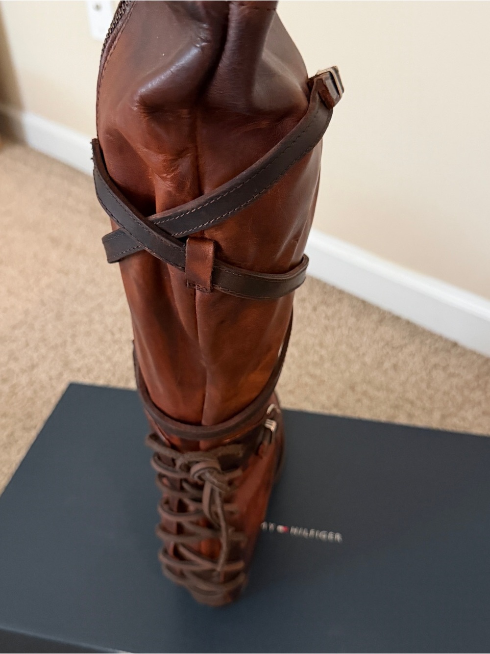 Freebird by Steven Brown Leather Strappy Knee Boots -Cassius - Picture 3 of 6
